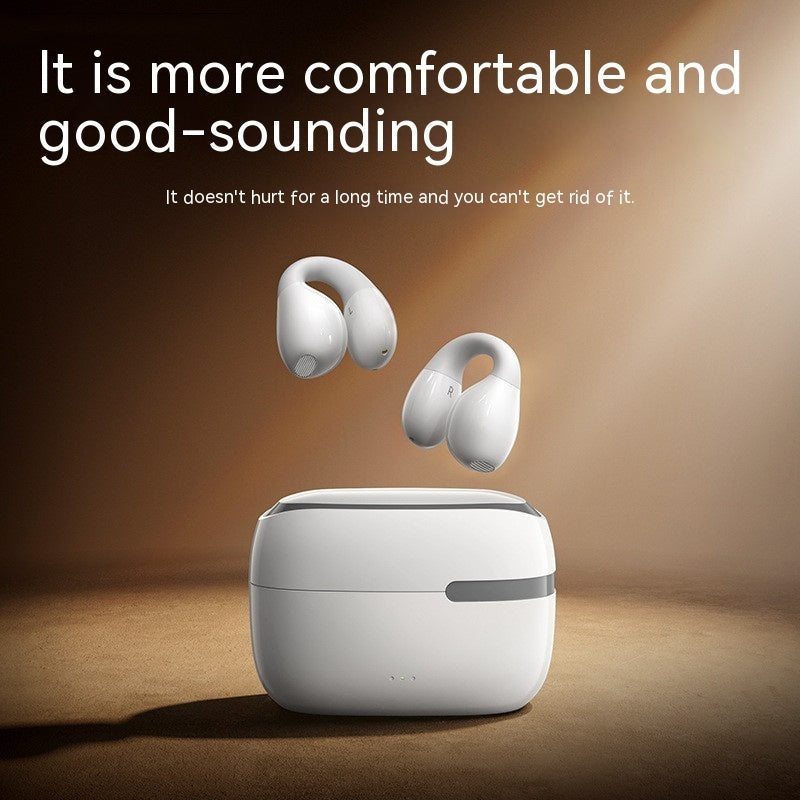 Wireless Bluetooth earbuds in charging case, white earbuds shown
