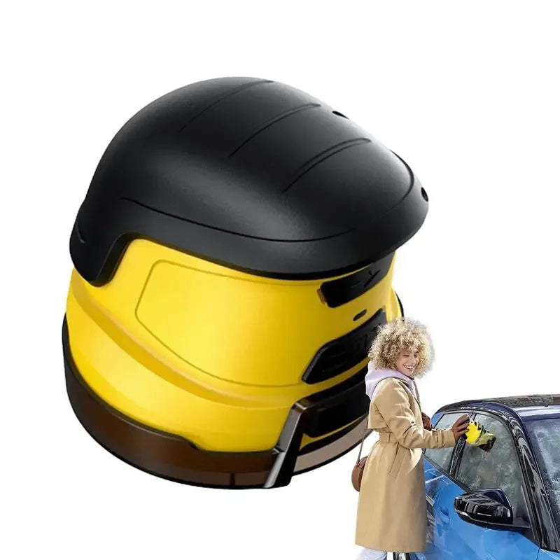 Yellow cordless electric snow scraper with black top housing