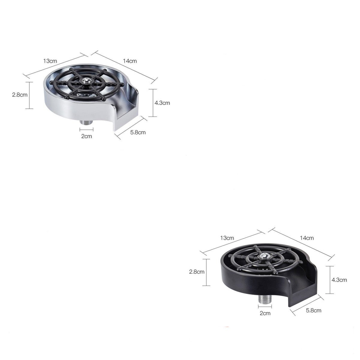 Automatic faucet sprayer base with circular nozzle, blue and black parts
