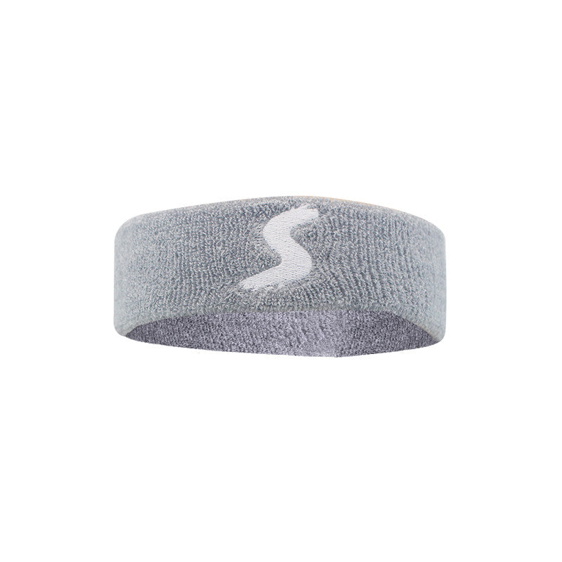 Fitness headband, gray knit with white S logo