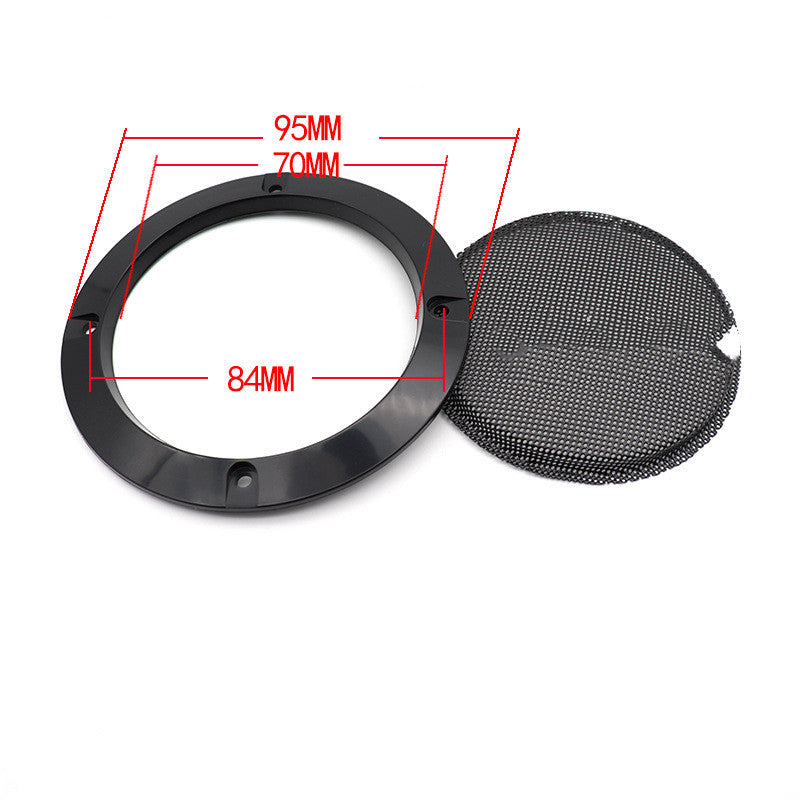 Car speaker grille mask with size diagram; black ring, round mesh cover, 95mm shown.