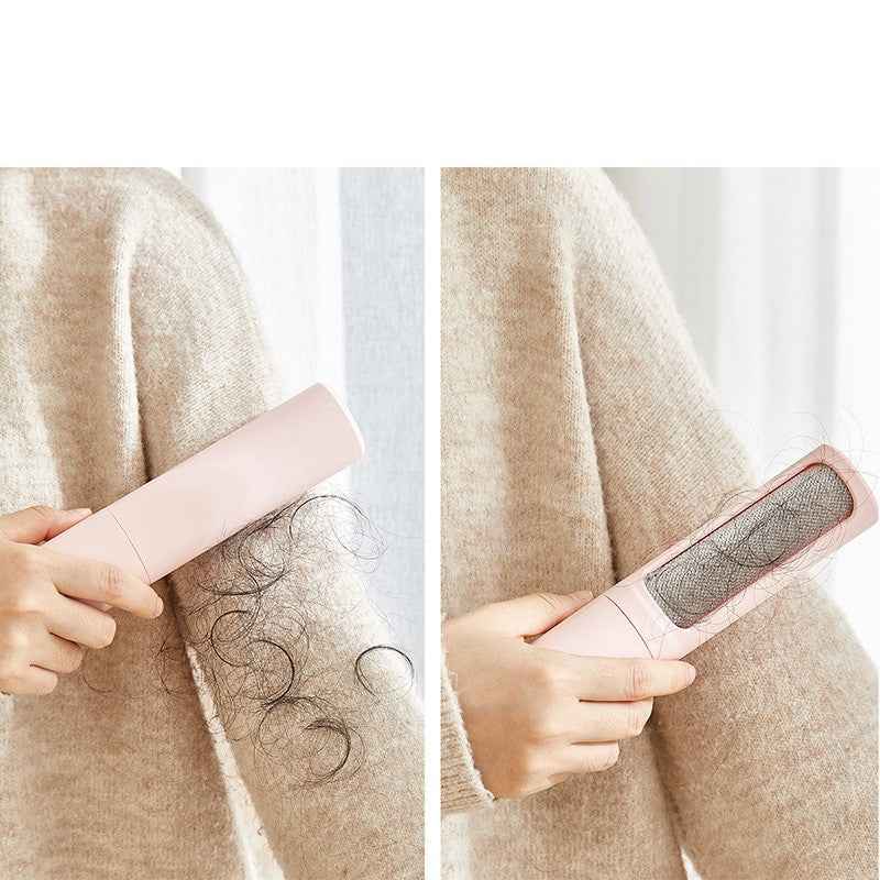 Pet hair remover lint roller brush brushing pet fur on beige fabric