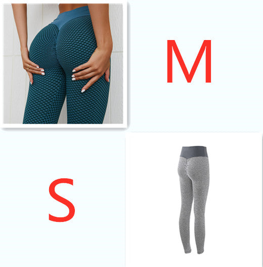 Teal seamless high-waist leggings, size M shown alongside grey leggings