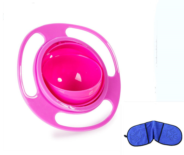 Pink spill-proof bowl dish with magenta inner cup and outer ring handle, round design