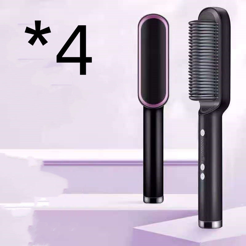 Black and purple 2-in-1 hair straightener and hot comb with heated comb