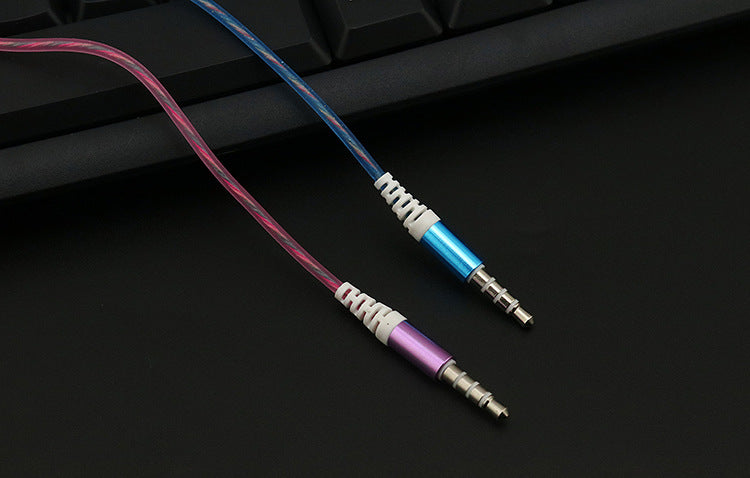 Wired audio plugs and stereo 3.5mm jack with multicolor braided cables