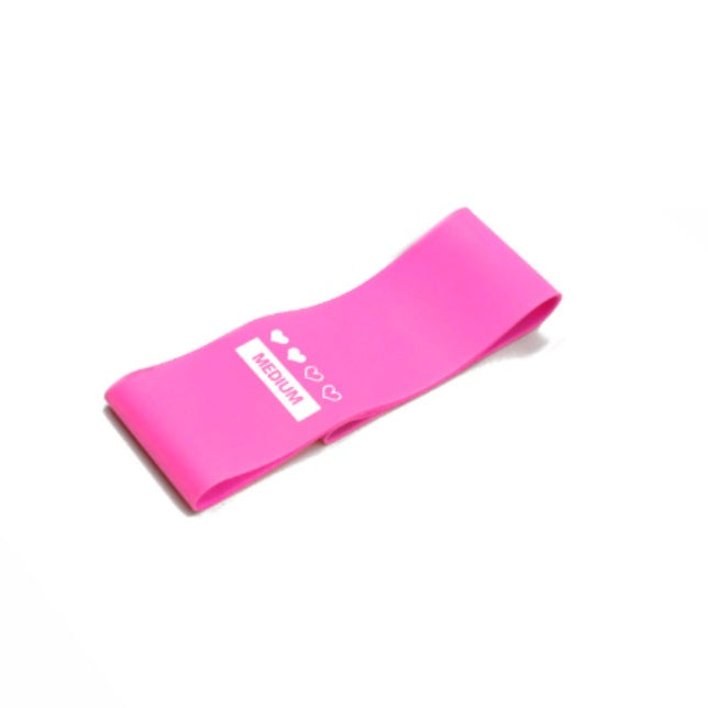 Pink resistance loop band with printed grip label