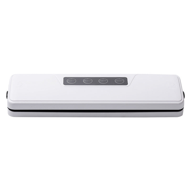 White household vacuum sealer with top control panel and sealing strip