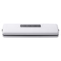 White vacuum sealer with top button panel and front sealing base