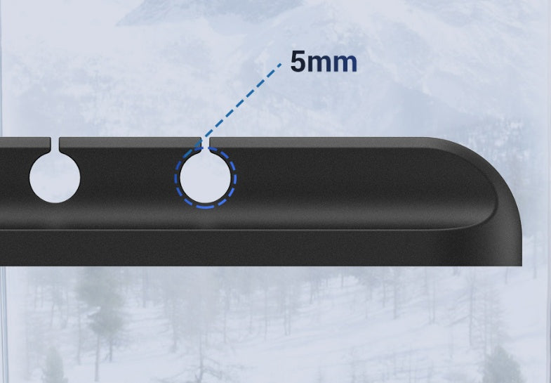 Silicone cable clip bar close-up with 5mm hole measurement