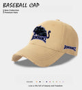 Men's baseball cap, beige with blue logo patch and side embroidery