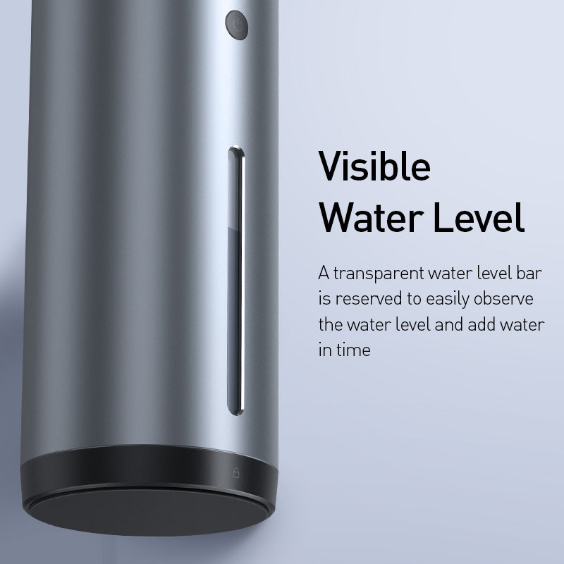 Silver-gray car humidifier diffuser with side water level window bar