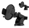 Black telescopic car phone holder with suction cup base and clamp arms