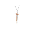 Love hug necklace with silver chain and rose-gold hugging couple pendant