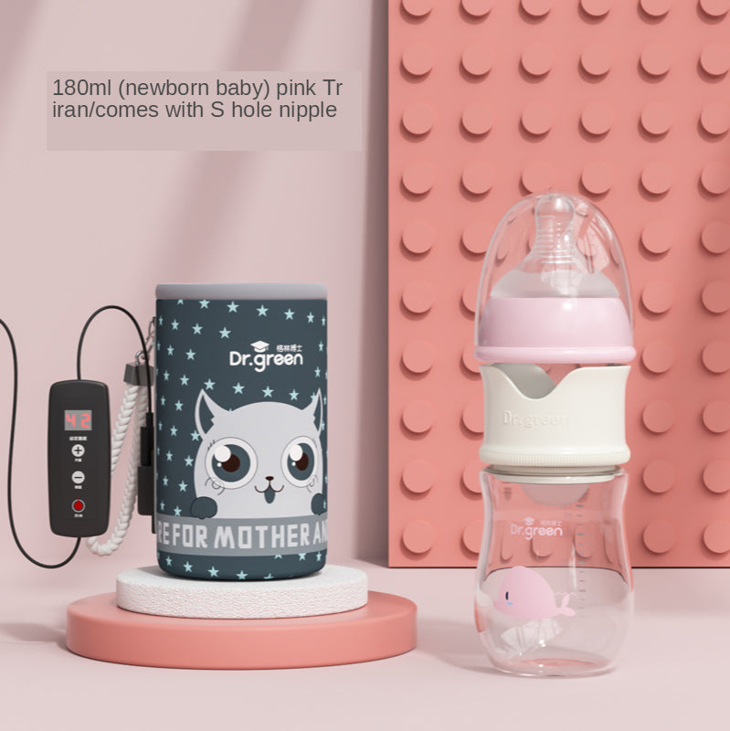 Newborn smart thermal bottle, 180ml Tritan pink, with charging device and display