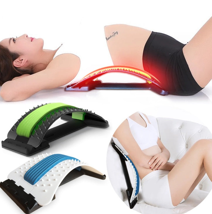 Lumbar traction therapy back braces with LED heat panel, showing green, blue, purple, and white