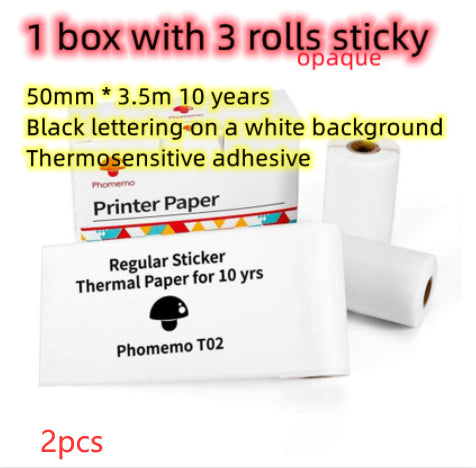 White thermal label paper box with two opaque rolls for label printing