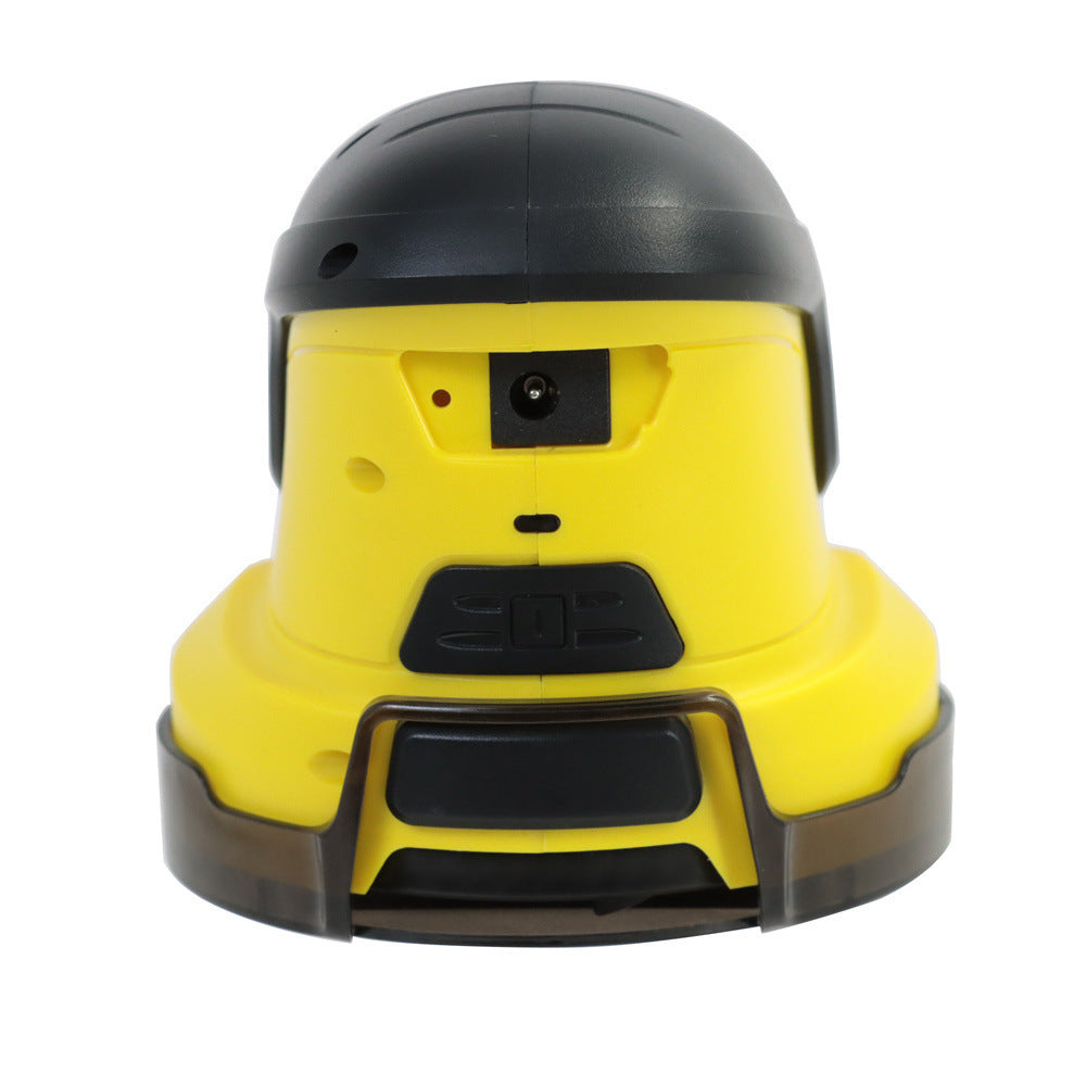Yellow cordless electric snow scraper front view with black control panel and handle