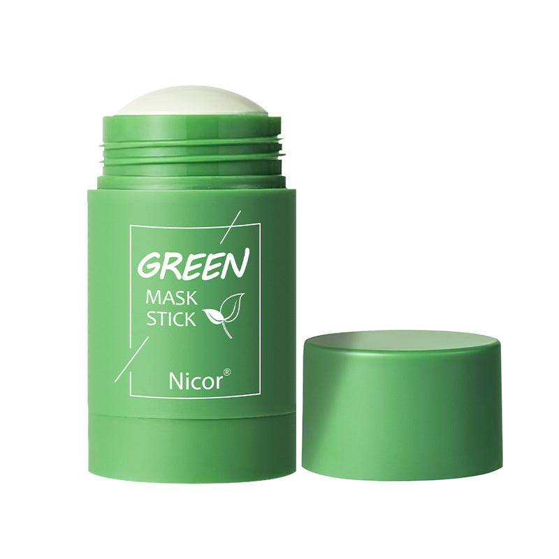Green mask stick clay jar with cap, label reading "GREEN" and "Nicor"