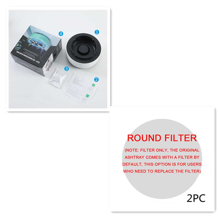 Round filter replacement insert for air-purifying ashtray, 2-pack