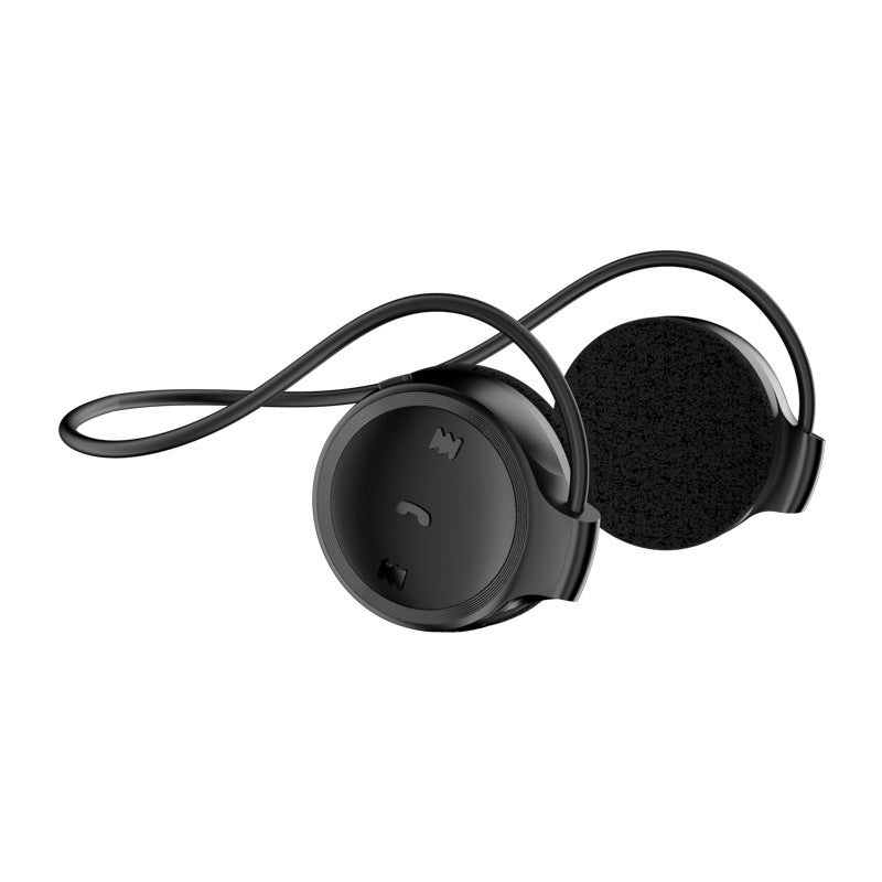 Black bone conduction Bluetooth headphones with matte ear pads and curved headband