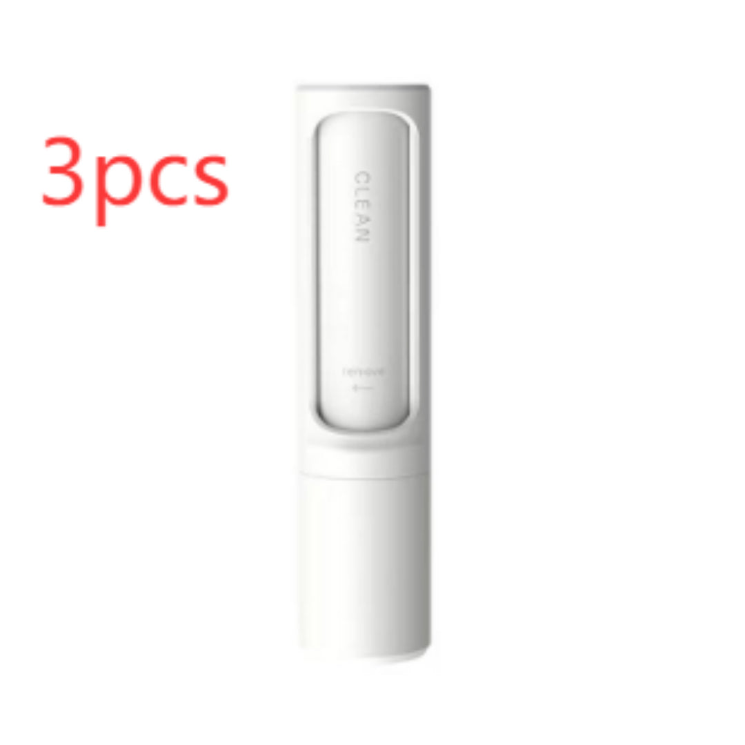 Pet hair remover lint roller set, white handheld self-cleaning brush
