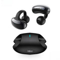 Black clip-on true wireless Bluetooth headset earbuds and charging case