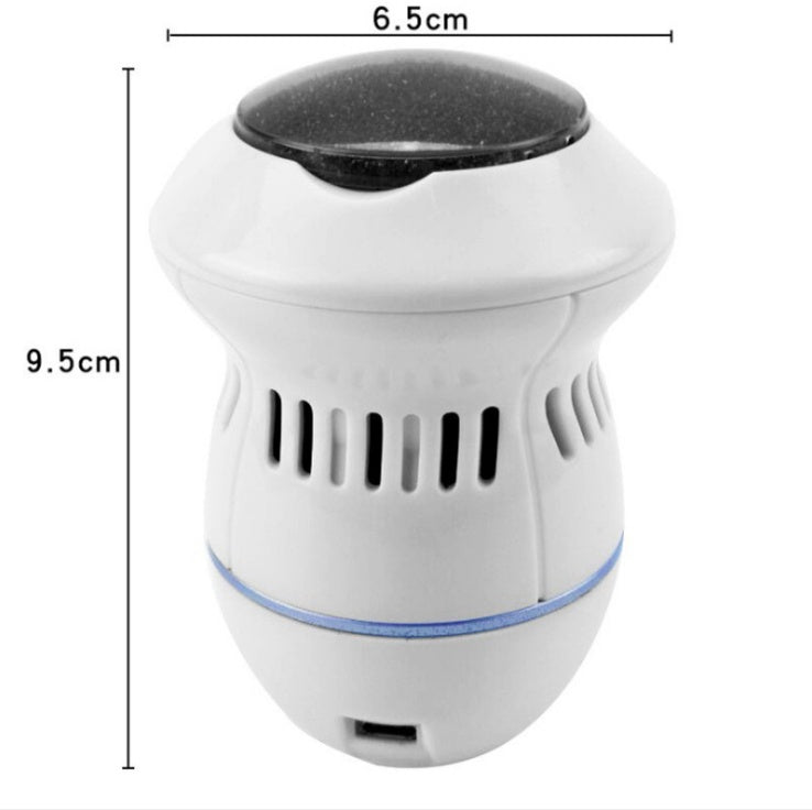 White electric foot file grinder device with rounded top, vents, and dark sanding cap