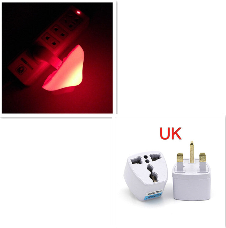Mushroom LED night light wall socket lamp with red glow, UK plug