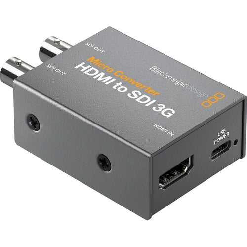 Metal HDMI to SDI 3G micro converter with HDMI in, USB power, and SDI out