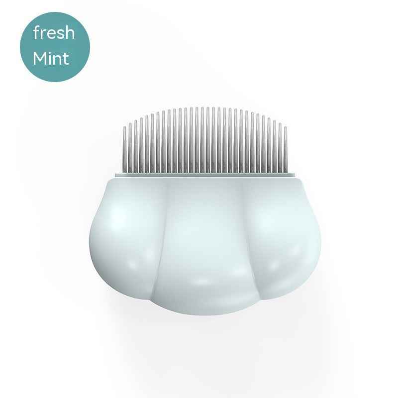 Pet grooming comb with fine teeth, mint shell handle