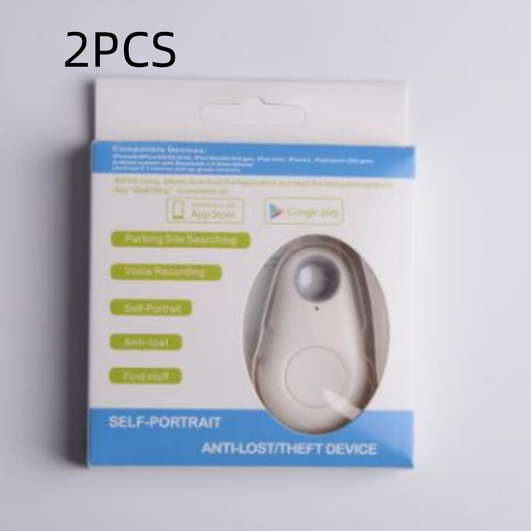 Retail box marked 2PCS for Bluetooth anti-lost tracker with white water-drop tag