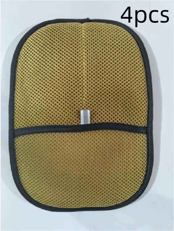 Pet hair remover mitts set, light brown mesh with black trim, 4-pack
