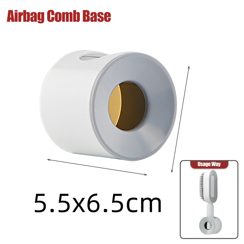 Airbag ComB base self-cleaning comb tool with white body and gold oval insert