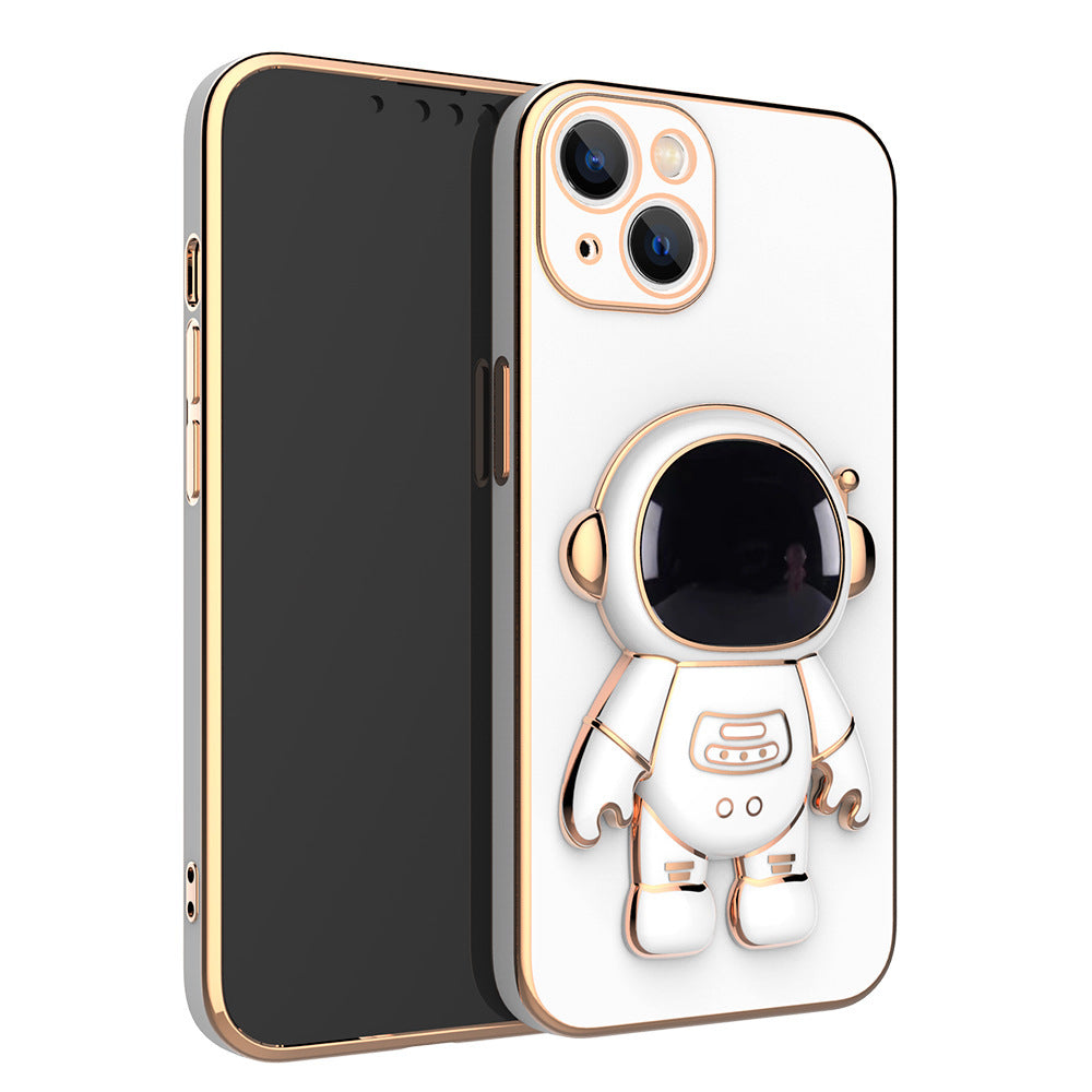 White astronaut phone case with 3D figure and circular ring holder stand
