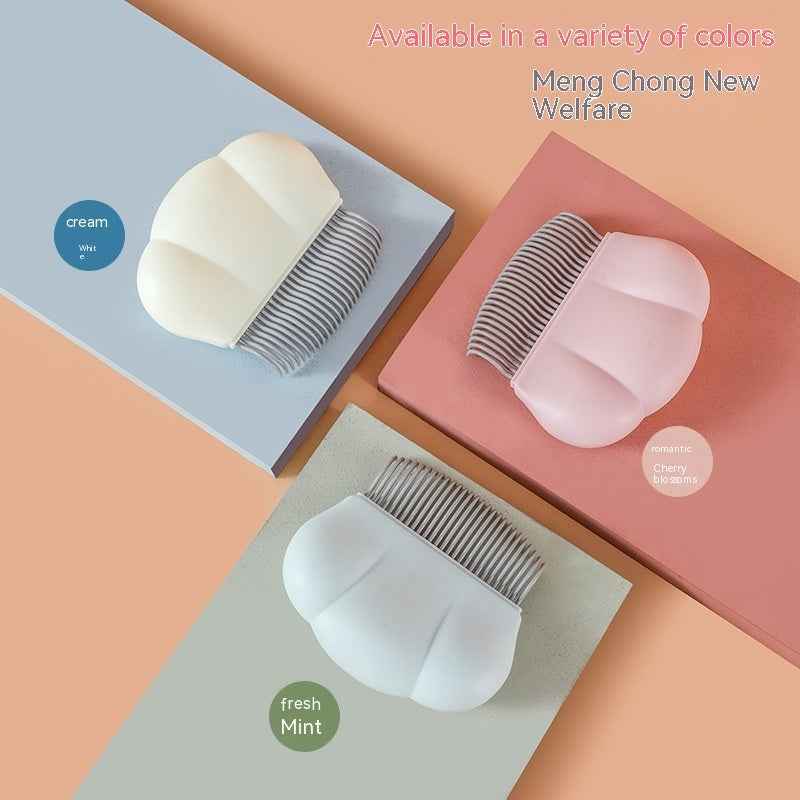 Assorted pet grooming shell combs with metal teeth, cream, mint, pink
