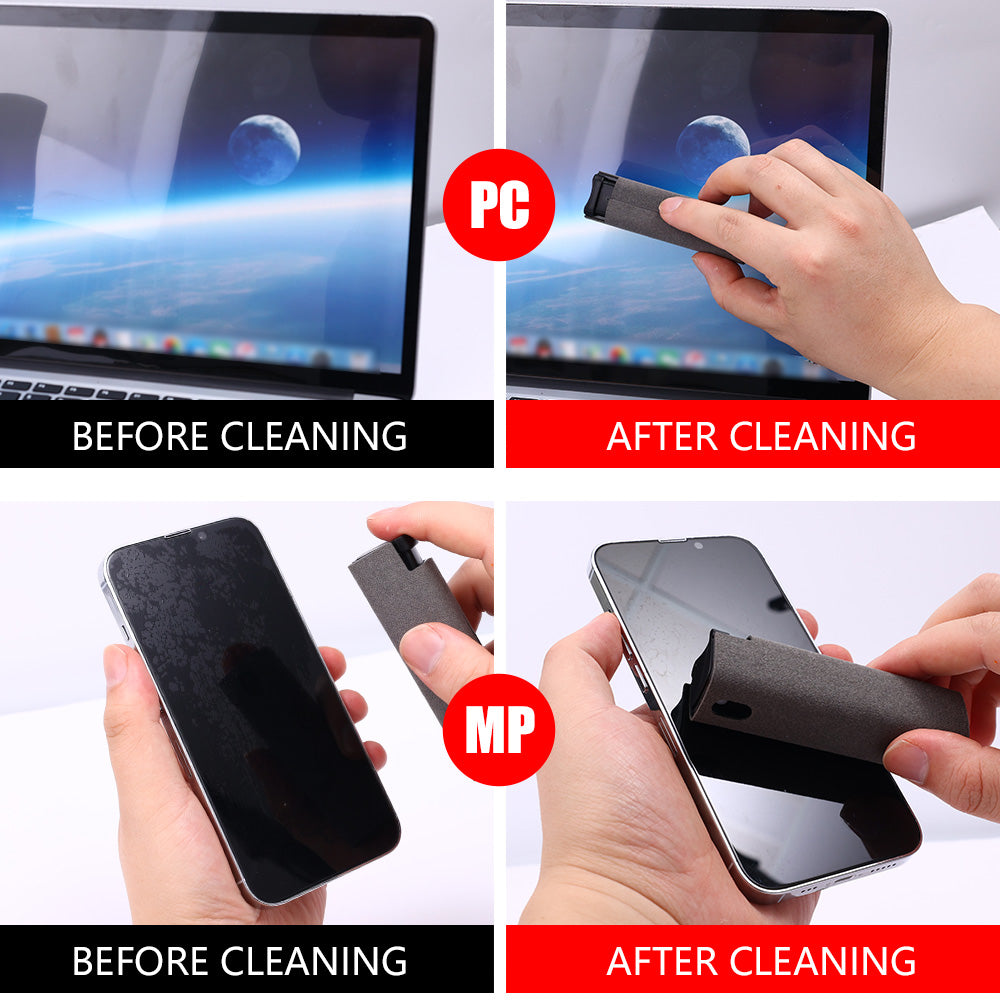 Portable screen cleaner set, dark gray storage roller for PC and mobile screens