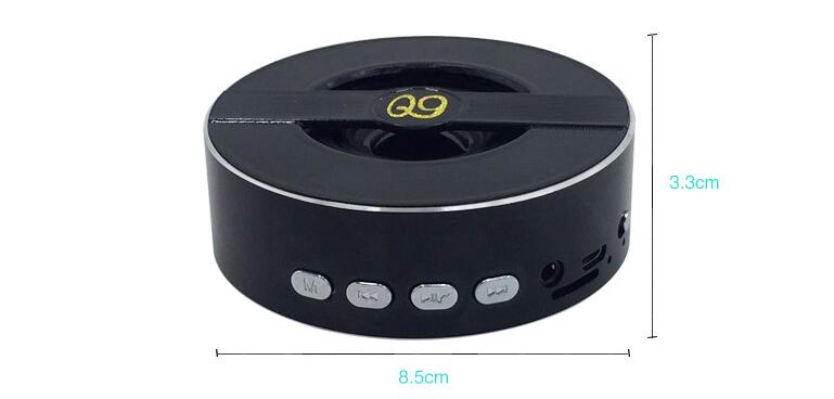 Outdoor Bluetooth speaker, black with control buttons and front ports