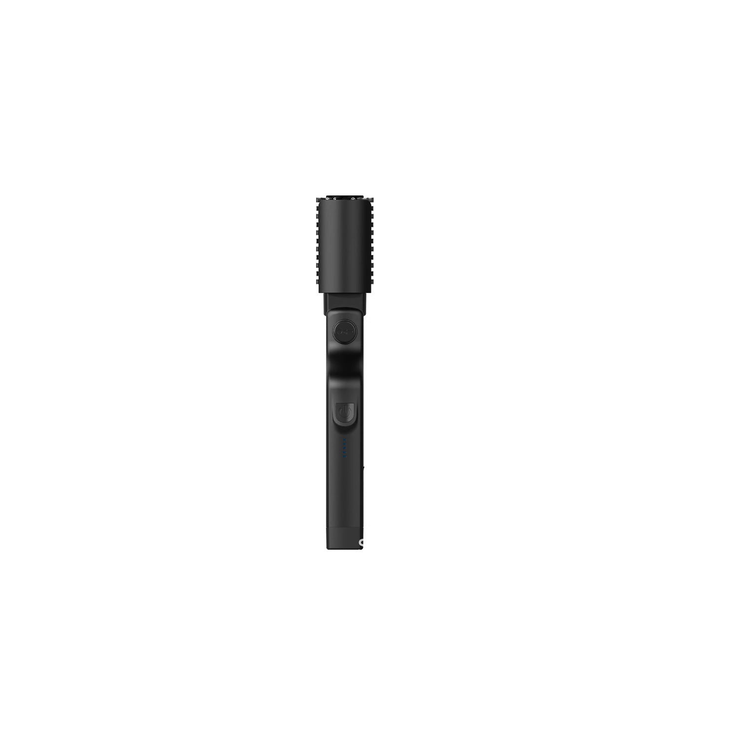 Electric BBQ grill brush with black handle and upright cylindrical brush head
