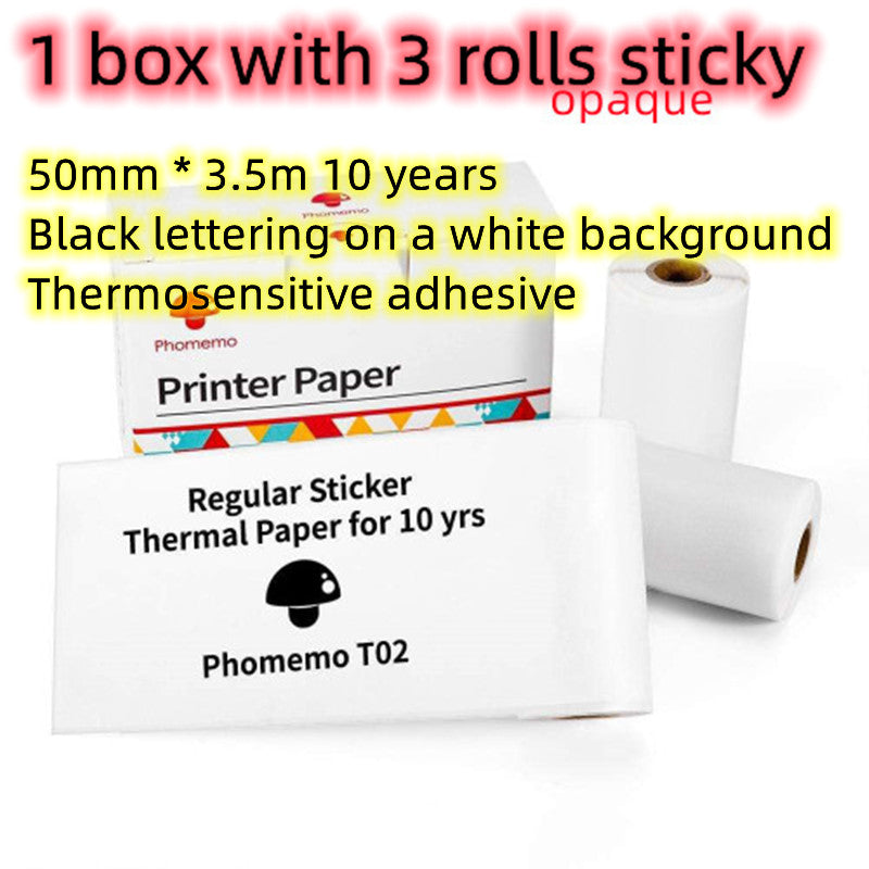 Printer paper sticker roll box and rolls with thermosensitive adhesive labels