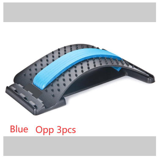 Lumbar traction waist brace, dark gray with light blue support band and raised stud surface