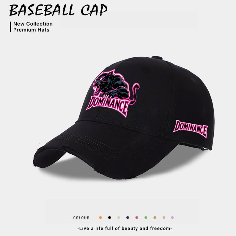 Men's baseball cap, black with stylized panther logo patch