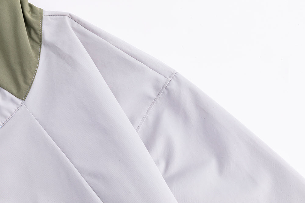 Assault suit jacket fabric, white with military green accent panel