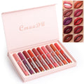 Matte waterproof lipstick set in open case with multiple tube shades
