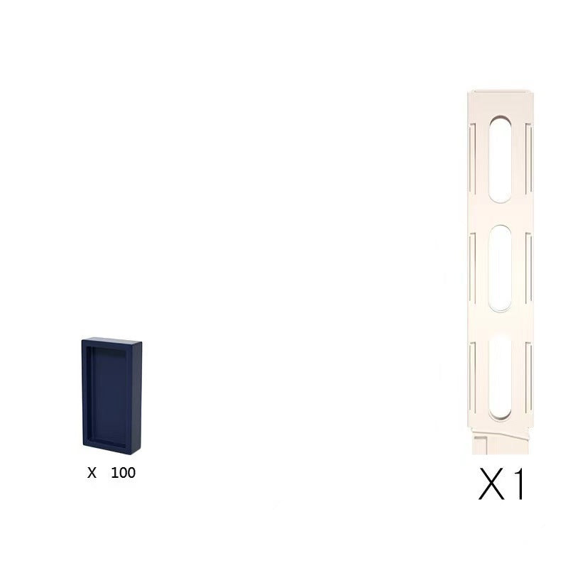 Domino train building pieces: beige track piece and dark blue block x100