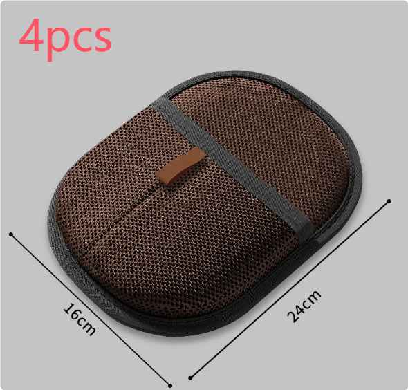 Pet hair remover mitts set, dark brown mesh with strap, 4-pack