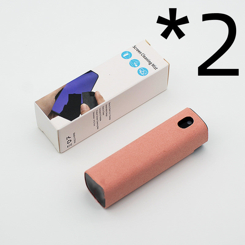 Pink screen cleaner storage case with fabric roller and box packaging