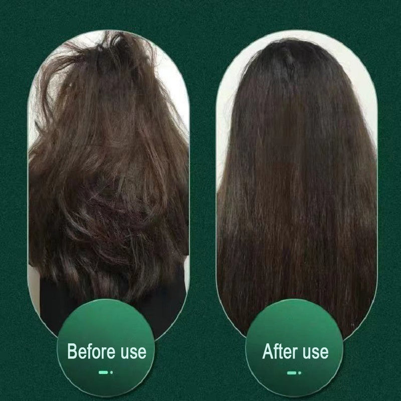 Heated hair styling results showing before and after smooth, shiny hair
